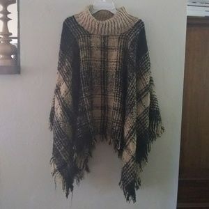 Beige and Black Poncho.